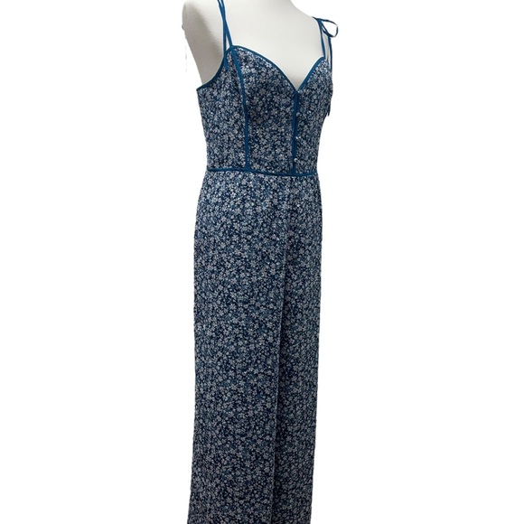 ALI & JAY Lagoon Stolls Blue Floral Wide-Leg Jumpsuit, size large. Damage flaws - Picture 9 of 17